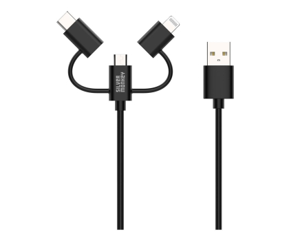 Kabel SILVER MONKEY Kabel 3w1 USB-C, Micro USB, Lightning MFI 1m SMA023